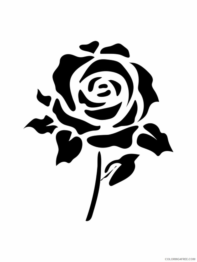 Rose Stencils Coloring Pages Flowers Nature rose stencils 10 Printable 2021 471 Coloring4free