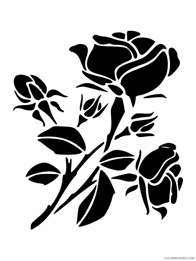 Rose Stencils Coloring Pages Flowers Nature rose stencils 14 Printable 2021 473 Coloring4free