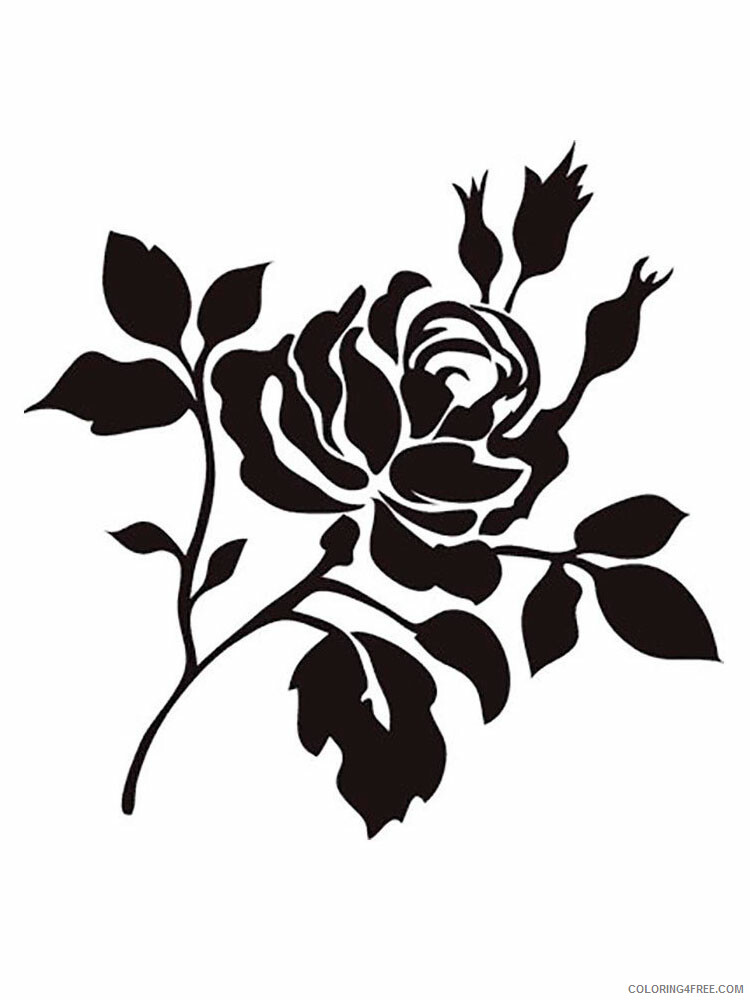 Rose Stencils Coloring Pages Flowers Nature rose stencils 16 Printable 2021 474 Coloring4free