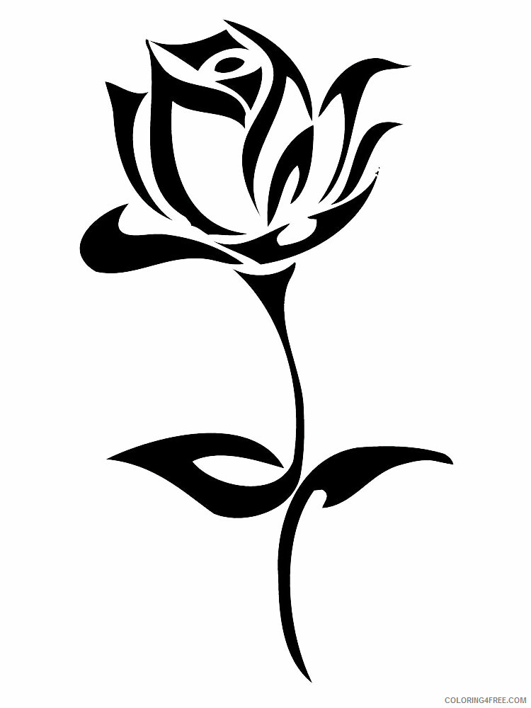 Rose Stencils Coloring Pages Flowers Nature rose stencils 2 Printable 2021 475 Coloring4free