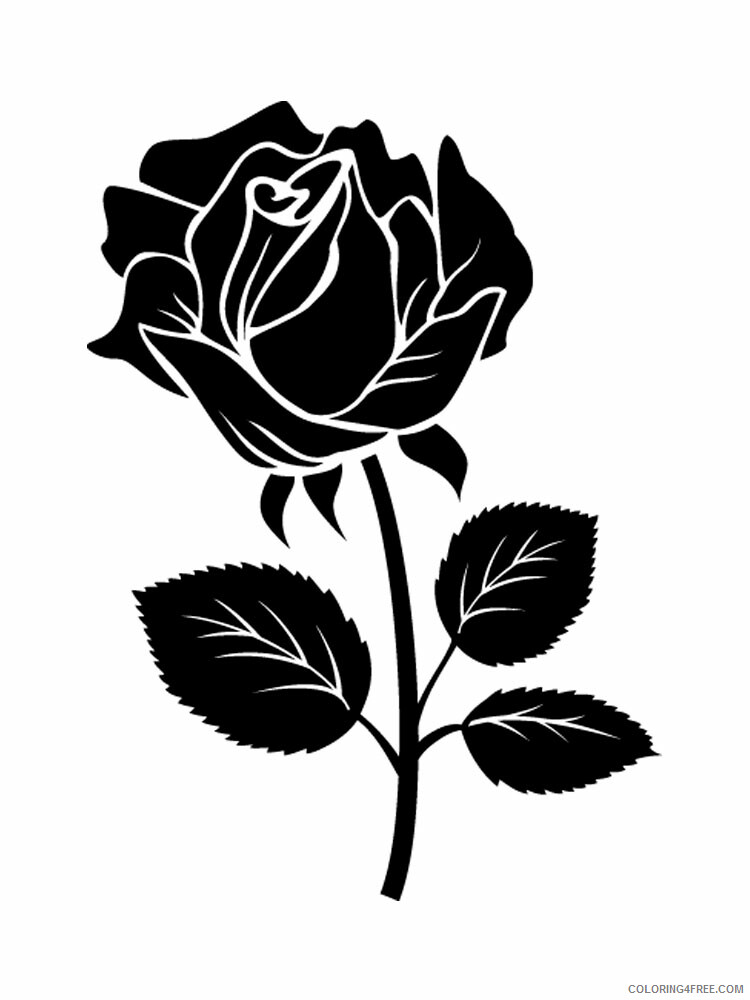 Rose Stencils Coloring Pages Flowers Nature rose stencils 5 Printable 2021 476 Coloring4free