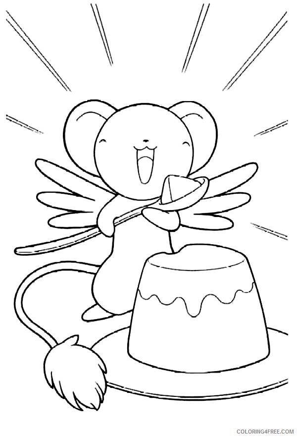 Sakura Printable Coloring Pages Anime Keroberos Eat Sweet Pudding in Cardcaptor Sakura 2021 08 Coloring4free