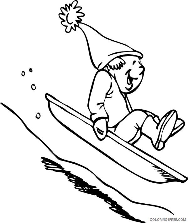 Seasons Coloring Pages Nature Hilarious Man Slidding Down Winter 2021 504 Coloring4free