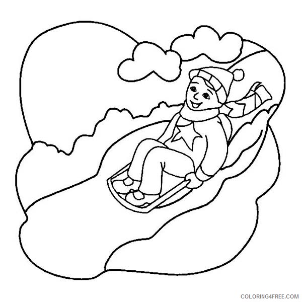 Seasons Coloring Pages Nature Kid Playing Winter Season Sled Printable 2021 506 Coloring4free