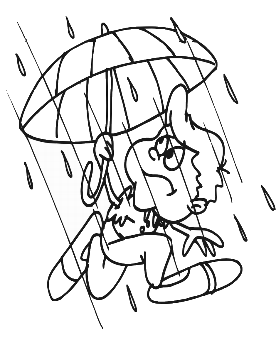 Раскраска дождик и зонтик