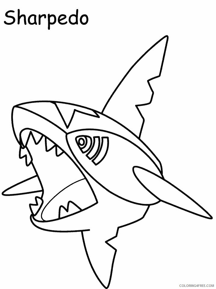 Sharpedo Pokemon Characters Printable Coloring Pages 125 2021 083 Coloring4free