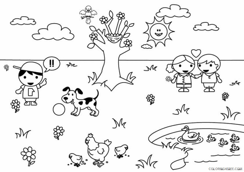 Spring Coloring Pages Nature Cute Free Spring Printable 2021 554 Coloring4free