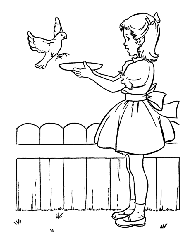 Spring Coloring Pages Nature Feed Birds in Spring Printable 2021 555 Coloring4free