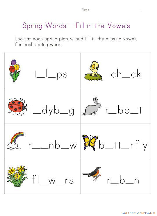 Spring Coloring Pages Nature Fill in Spring Words Worksheet Printable 2021 556 Coloring4free