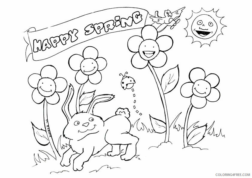 Spring Coloring Pages Nature Happy Spring Printable 2021 560 Coloring4free