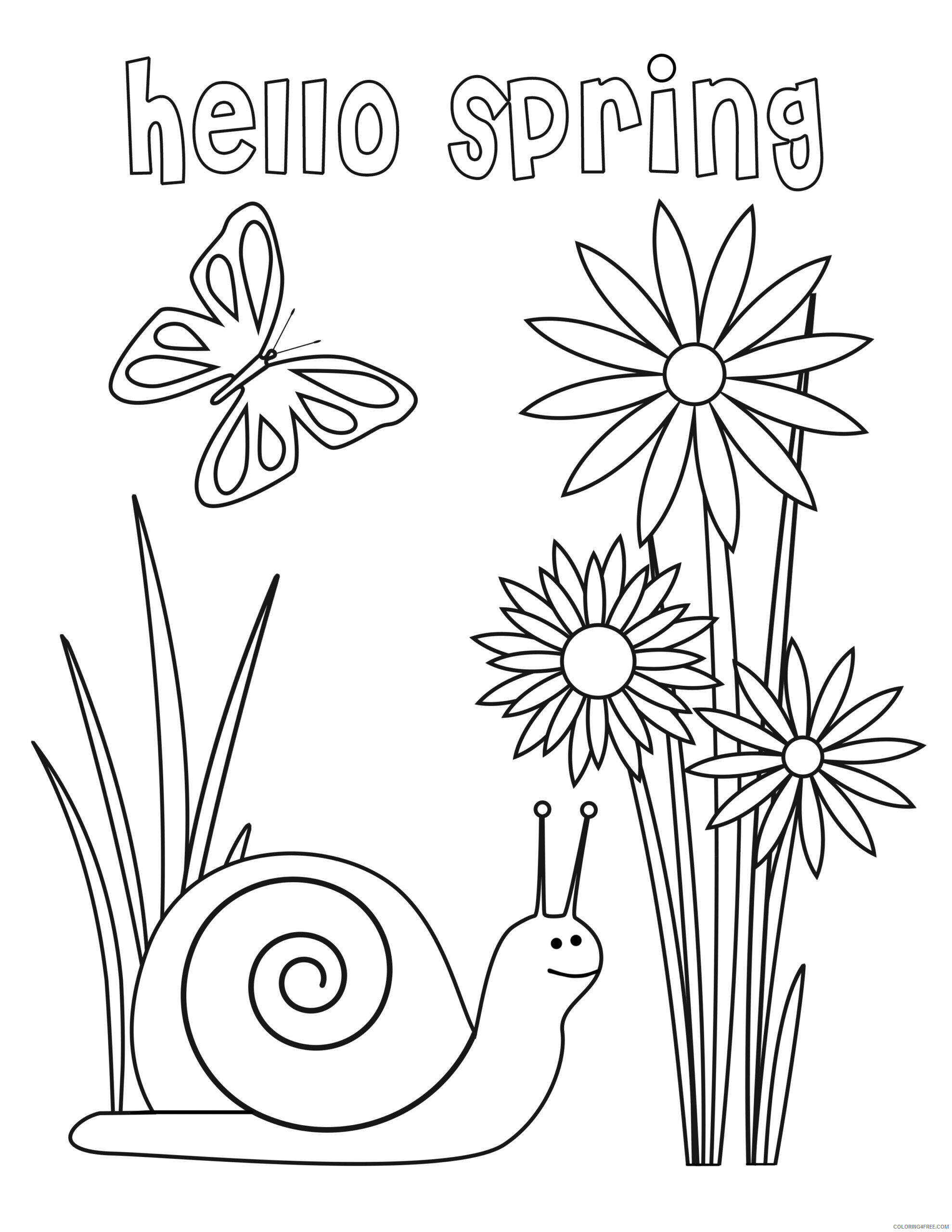 Spring Coloring Pages Nature Hello Spring Printable 2021 562 Coloring4free