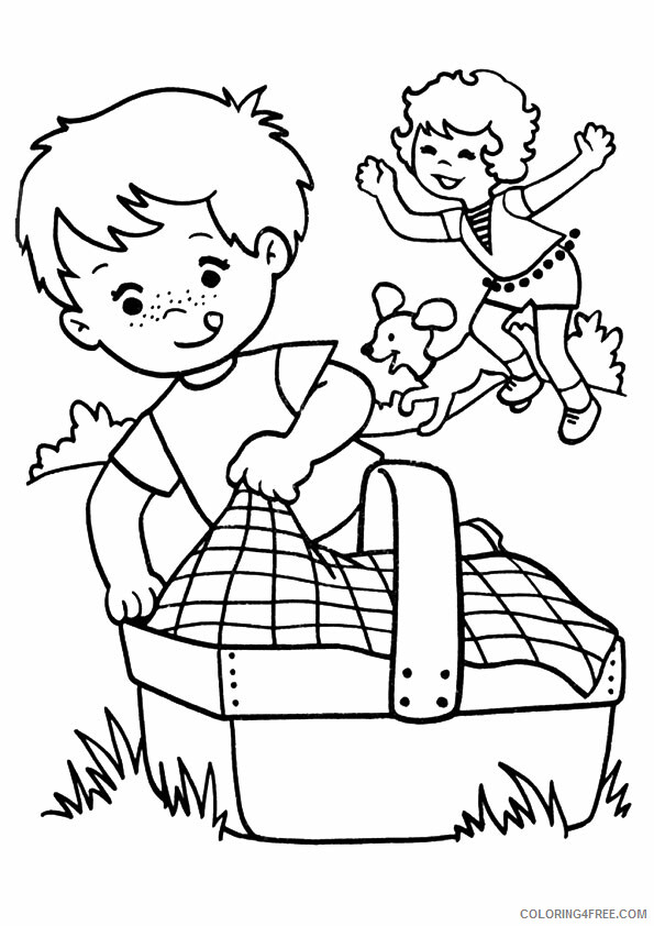 Spring Coloring Pages Nature Spring Picnic Printable 2021 600 Coloring4free