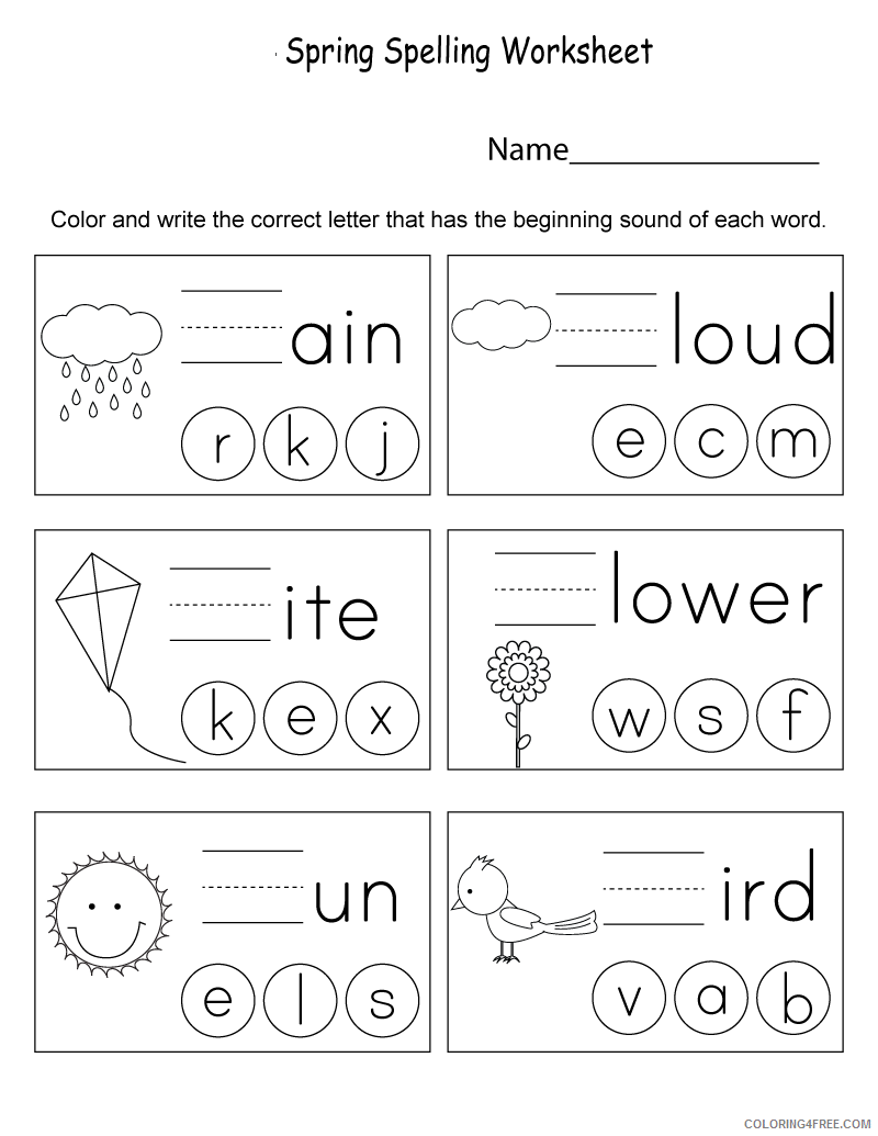 Spring Coloring Pages Nature Spring Spelling Worksheet Printable 2021 610 Coloring4free