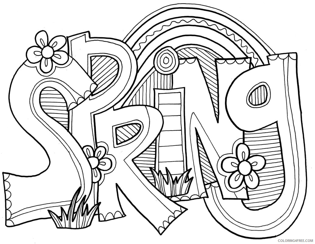 Spring Coloring Pages Nature Spring Words Printable 2021 574 Coloring4free