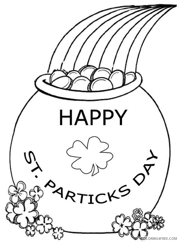 St Patricks Day Coloring Pages Holiday Happy St Patricks Day Pot of Gold Printable 2021 0866 Coloring4free