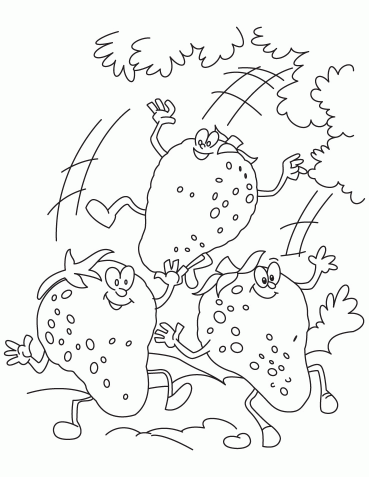 Strawberry Coloring Pages Fruits Food Fun Strawberries Printable 2021 408 Coloring4free