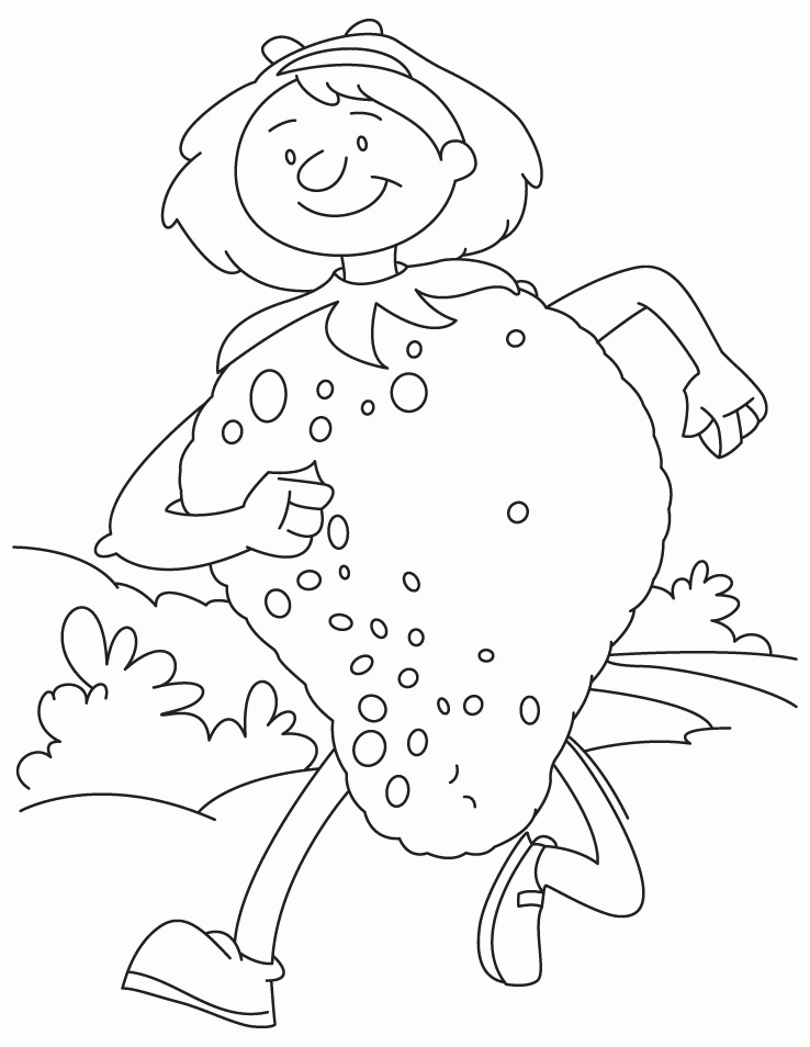 Strawberry Coloring Pages Fruits Food Strawberry Costume Printable 2021 419 Coloring4free