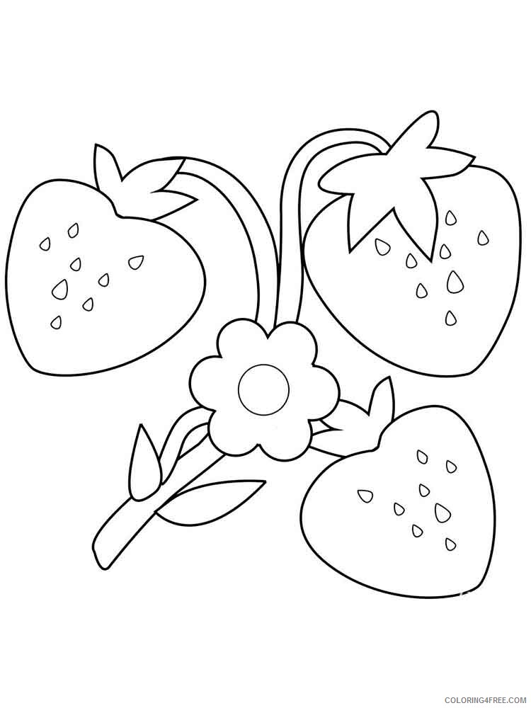 Strawberry Coloring Pages Fruits Food Strawberry Flower Printable 2021 420 Coloring4free