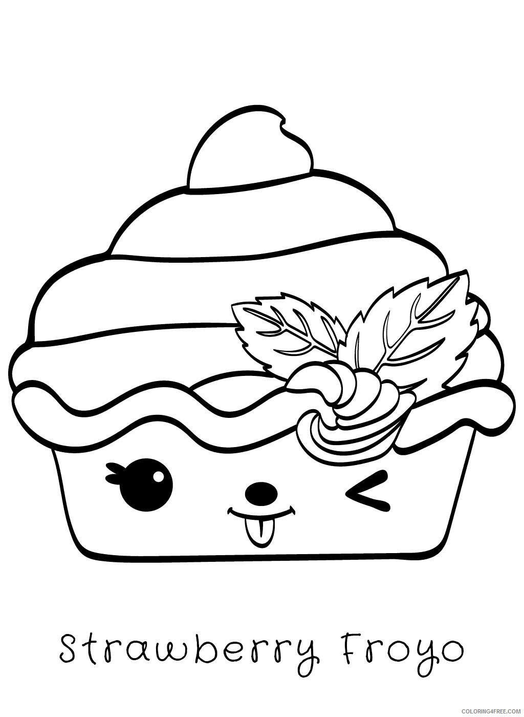 Strawberry Coloring Pages Fruits Food Strawberry Froyo Num Noms Printable 2021 Coloring4free