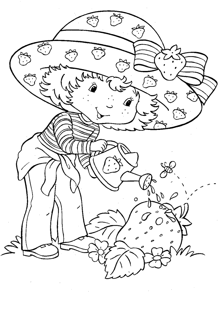 Strawberry Coloring Pages Fruits Food Watering Strawberry Printable 2021 424 Coloring4free