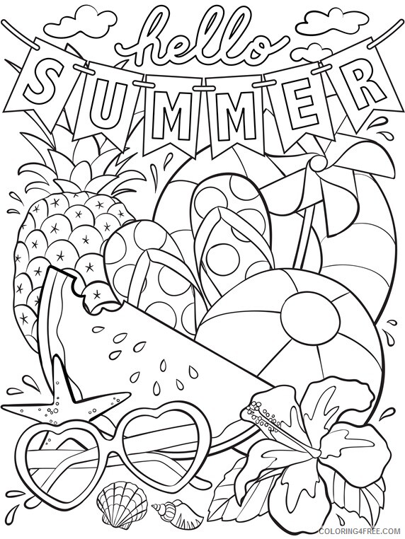 Summer Coloring Pages Nature Hello Summer Printable 2021 643 Coloring4free