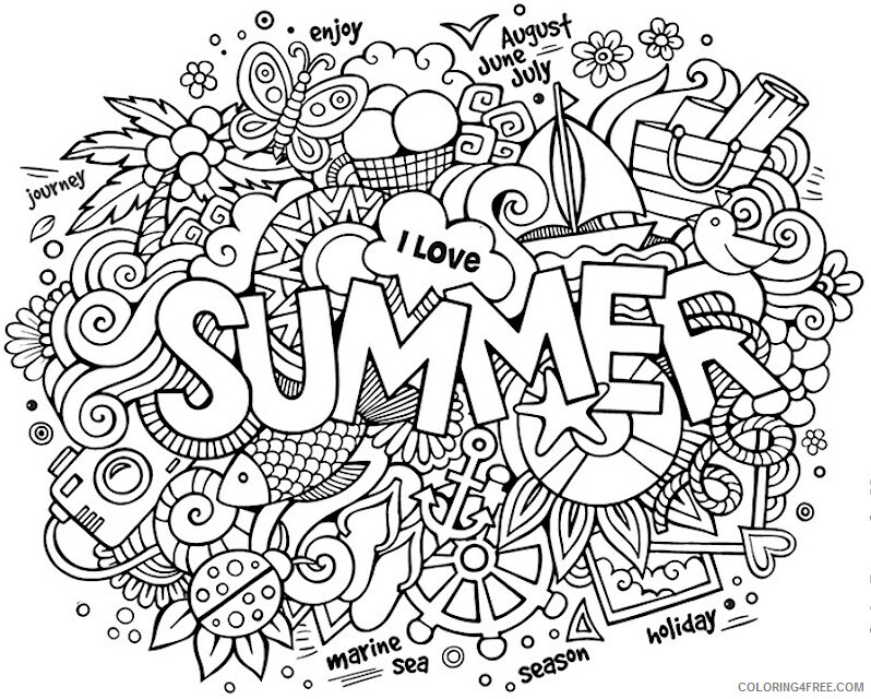 Summer Coloring Pages Nature Summer Doodle Printable 2021 707 Coloring4free Coloring4free Com