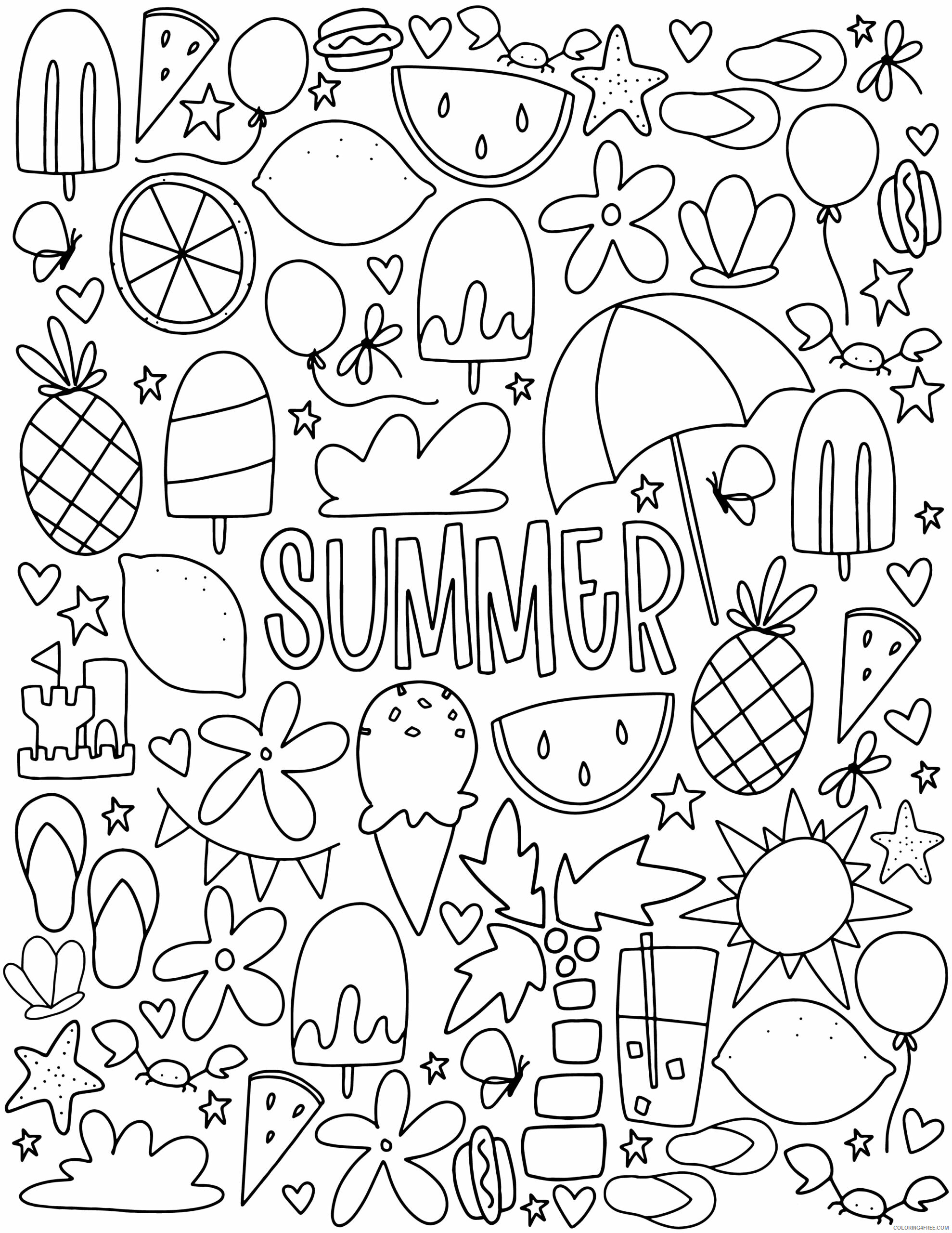 Summer Coloring Pages Nature Summer Elements Printable 2021 708 Coloring4free