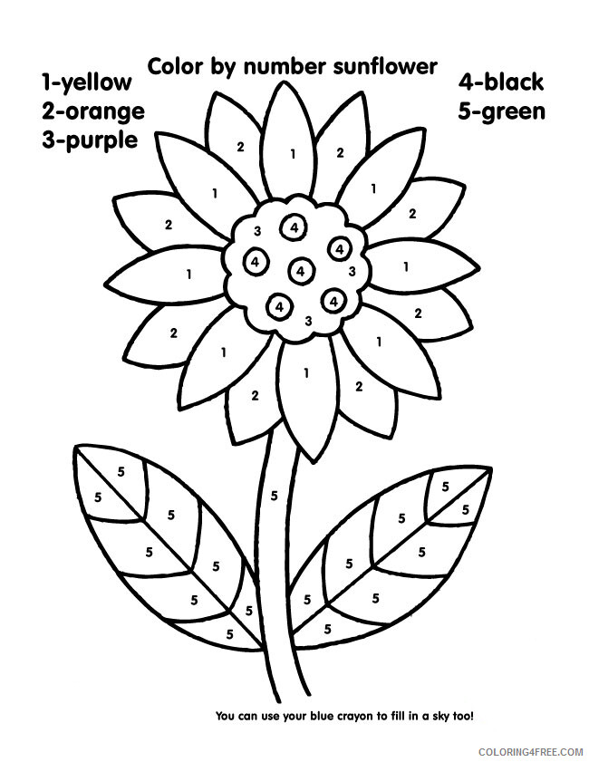 Sunflower Coloring Pages Nature Sunflower By Number Printable 2021 731 Coloring4free