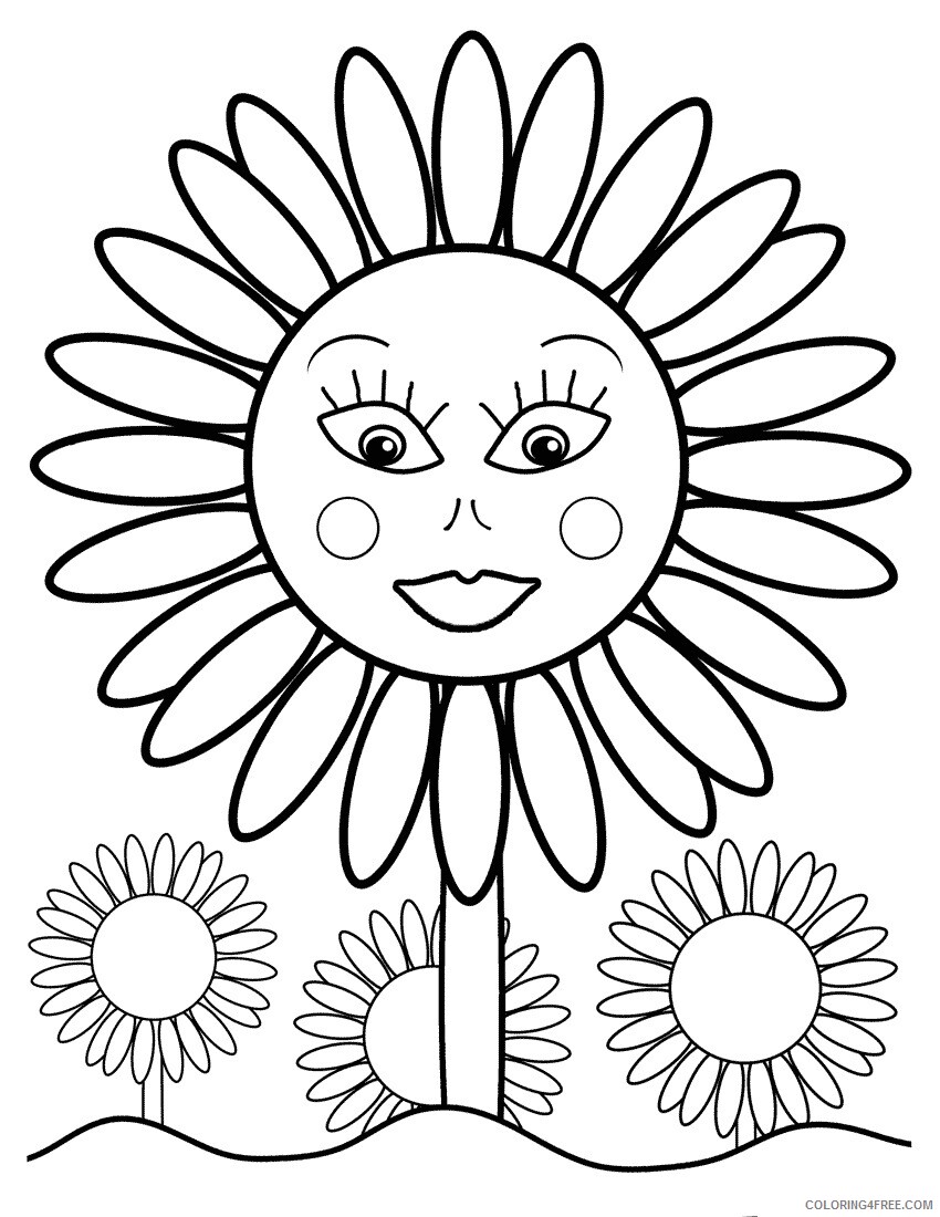 Sunflower Coloring Pages Nature Sunflower For Kids Printable 2021 732 Coloring4free
