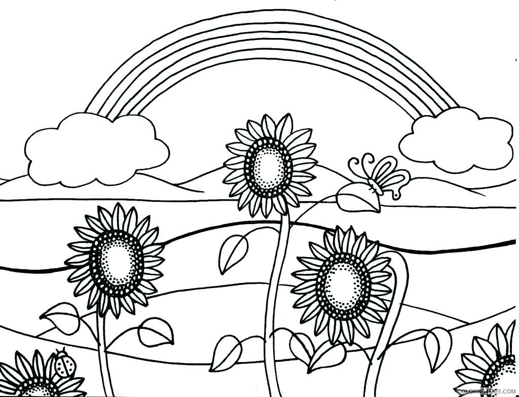 Sunflower Coloring Pages Nature Sunflowers Easy for Adults Printable 2021 739 Coloring4free
