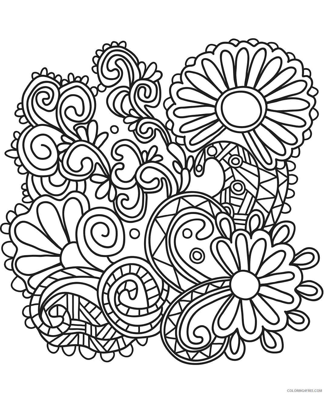 Sunflower Coloring Pages Nature sunflower doodle art Printable 2021 728 Coloring4free