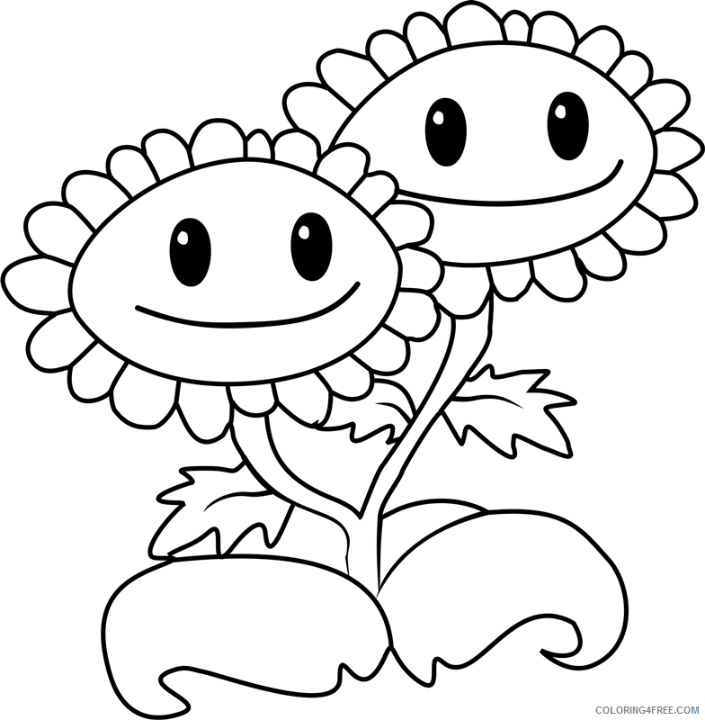 Sunflower Coloring Pages Nature twin sunflower Printable 2021 725 Coloring4free