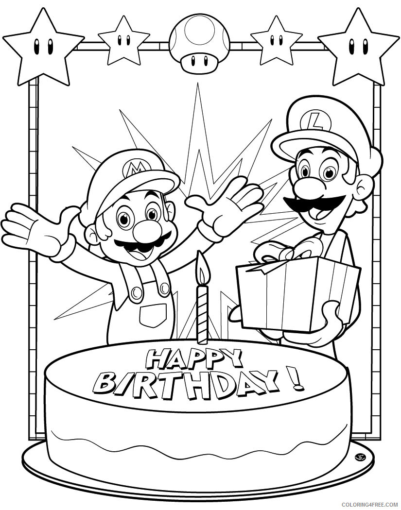 Super Mario Coloring Pages Games Happy Birthday Super Mario Printable 2021 1163 Coloring4free