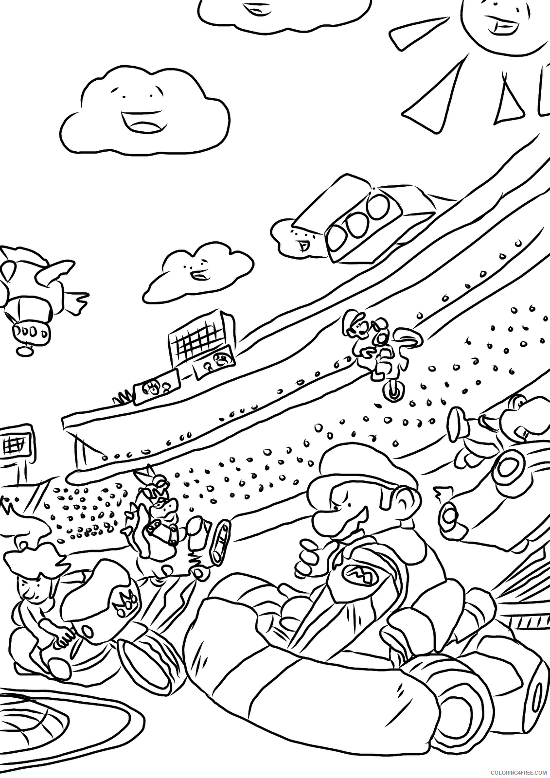 Super Mario Coloring Pages Games Mario Kart Printable 2021 1198 Coloring4free