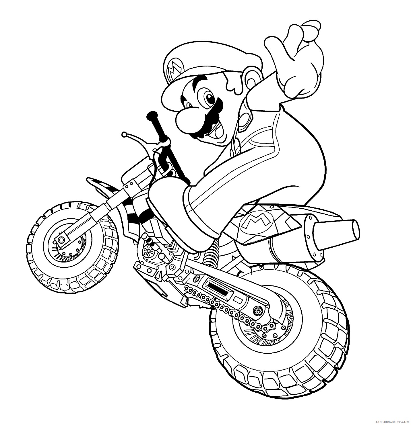 Super Mario Coloring Pages Games mario for kids dirt bike Printable 2021 1142 Coloring4free