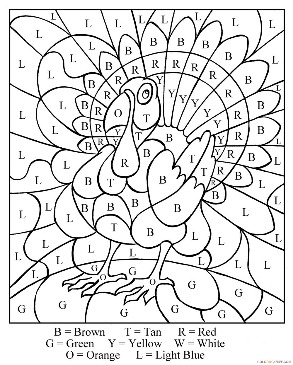 Thanksgiving Coloring Pages Holiday Color by Letter Thanksgiving Printable 2021 0909 Coloring4free