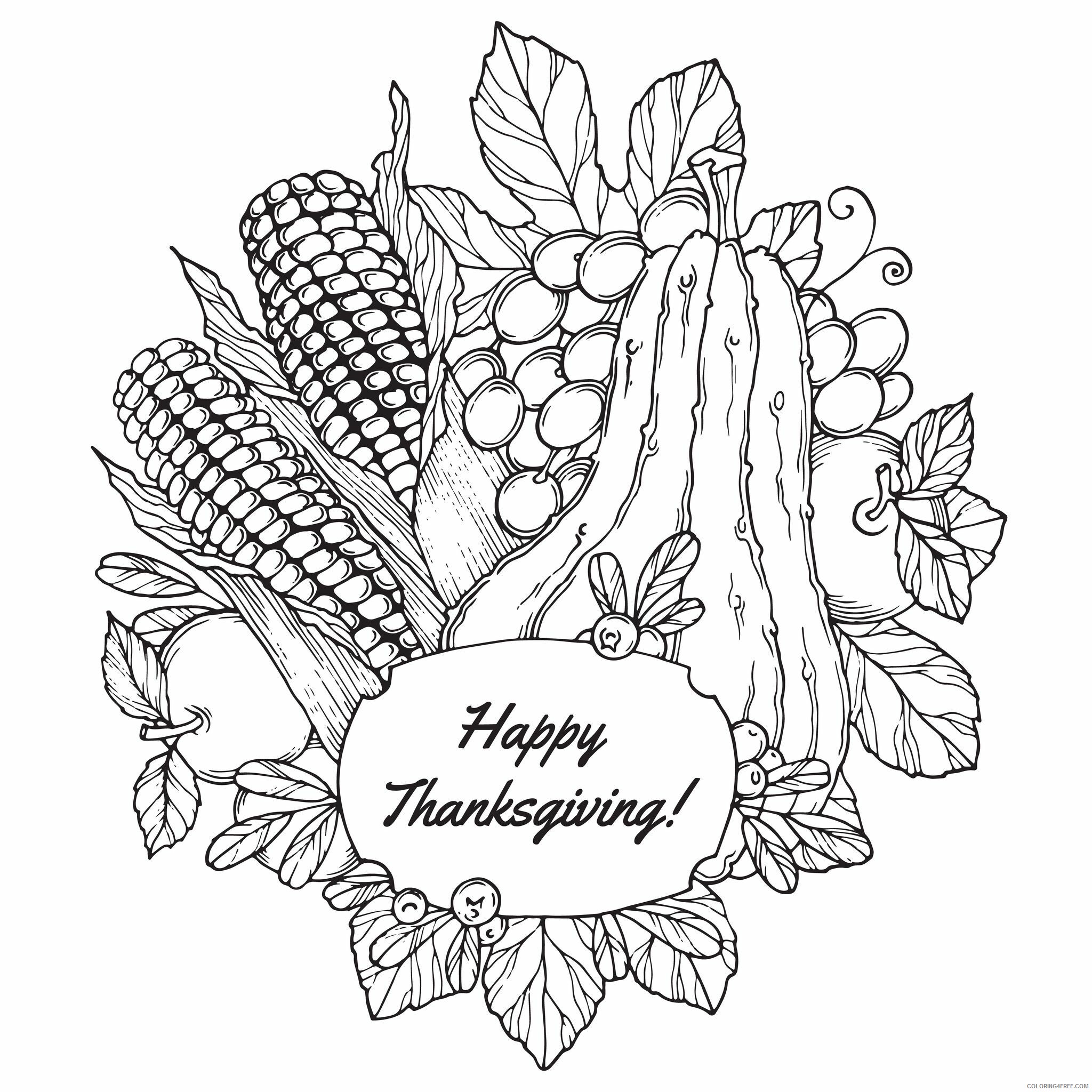 Thanksgiving Coloring Pages Holiday Thanksgiving Harvest Arrangement Printable 2021 0926 Coloring4free