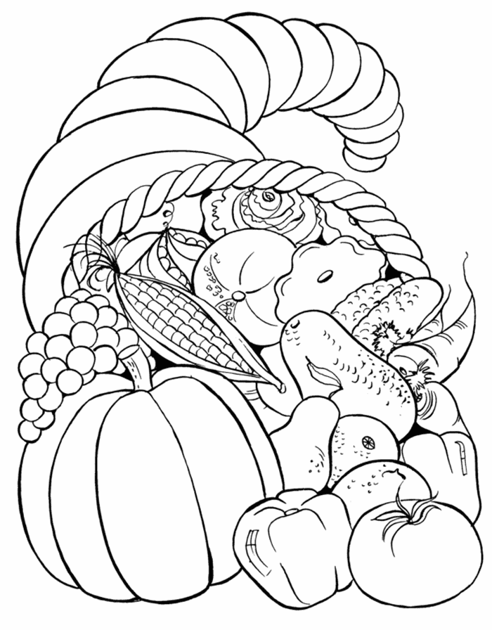 Tomato Coloring Pages Vegetables Food Tomato in Cornuciopia Printable 2021 763 Coloring4free