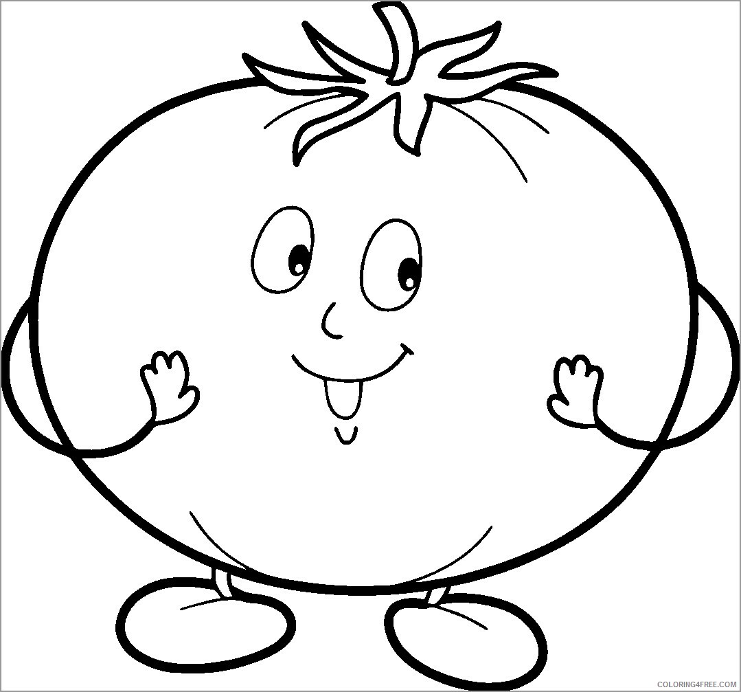 Tomato Coloring Pages Vegetables Food cartoon tomato Printable 2021 757 Coloring4free