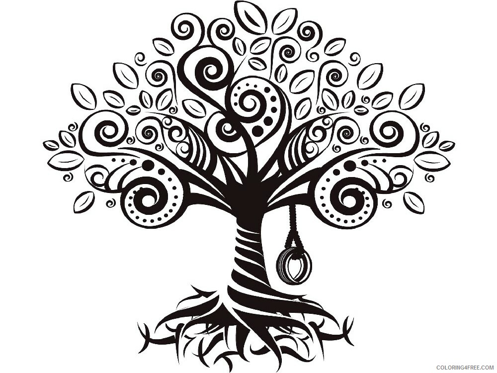 Tree Stencils Coloring Pages Tree Nature tree stencils 16 Printable 2021 710 Coloring4free