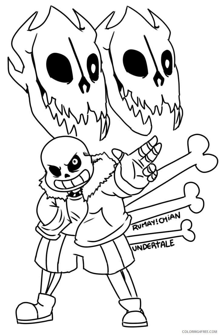Undertale Coloring Pages Games world inkns and papyrus Printable 2021 1270 Coloring4free