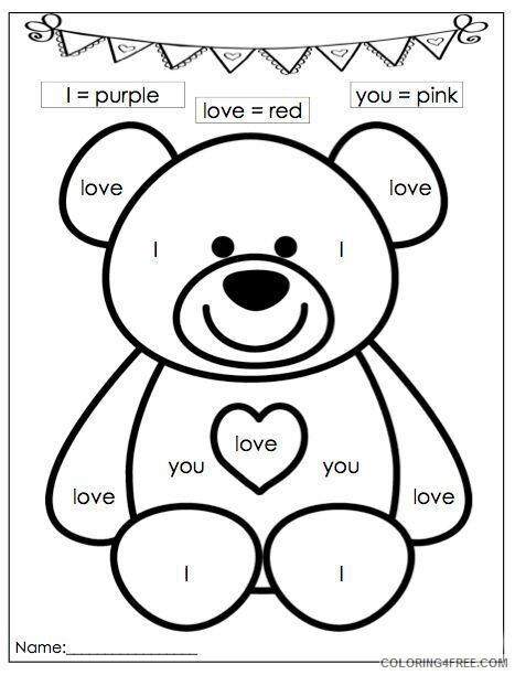 Valentines Day Coloring Pages Holiday Easy Valentines by Word Printable 2021 0960 Coloring4free