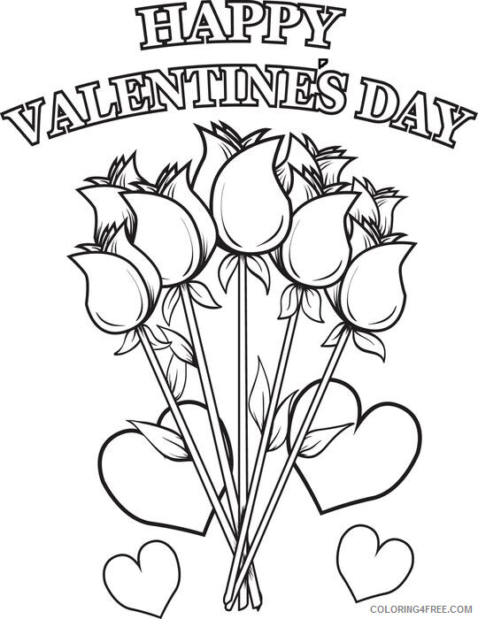 Valentines Day Coloring Pages Holiday Happy Valentines Day Roses Printable 2021 0972 Coloring4free