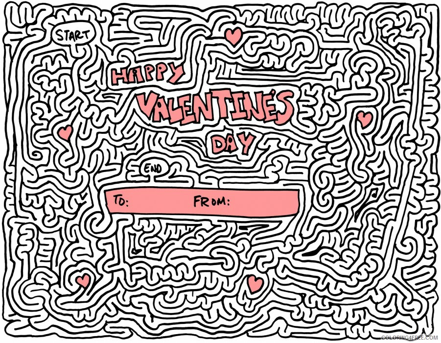Valentines Day Coloring Pages Holiday Hard Valentines Day Maze Printable 2021 0975 Coloring4free
