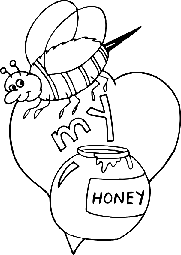 Valentines Day Coloring Pages Holiday valentines day bee my honey Printable 2021 1007 Coloring4free