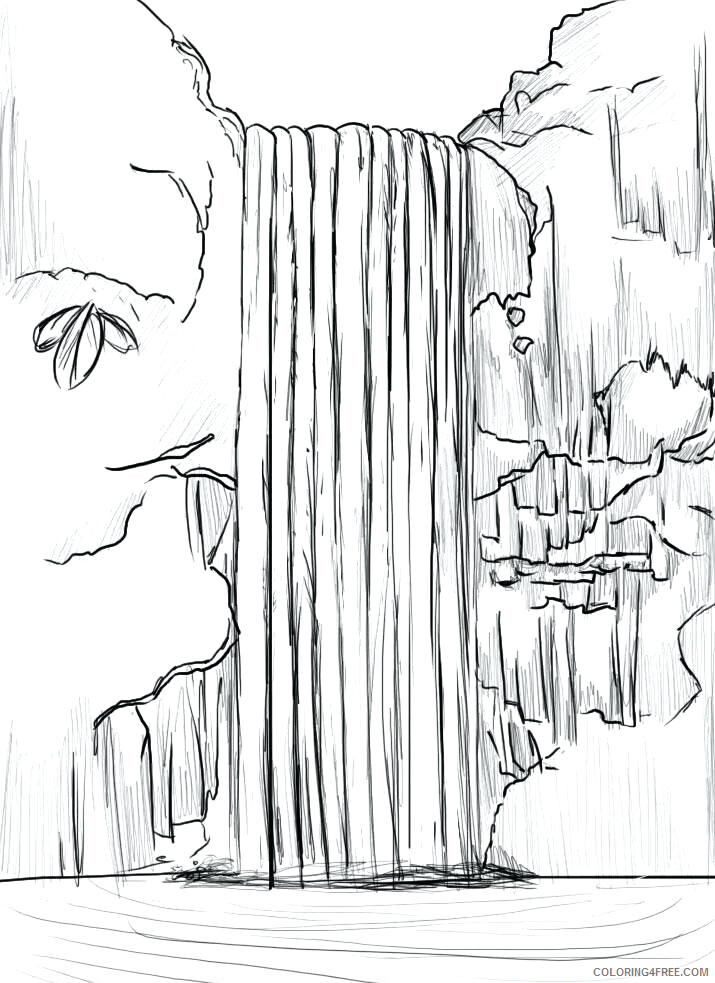 Waterfall Coloring Pages Nature Waterfall 1 2 Printable 2021 791 Coloring4free