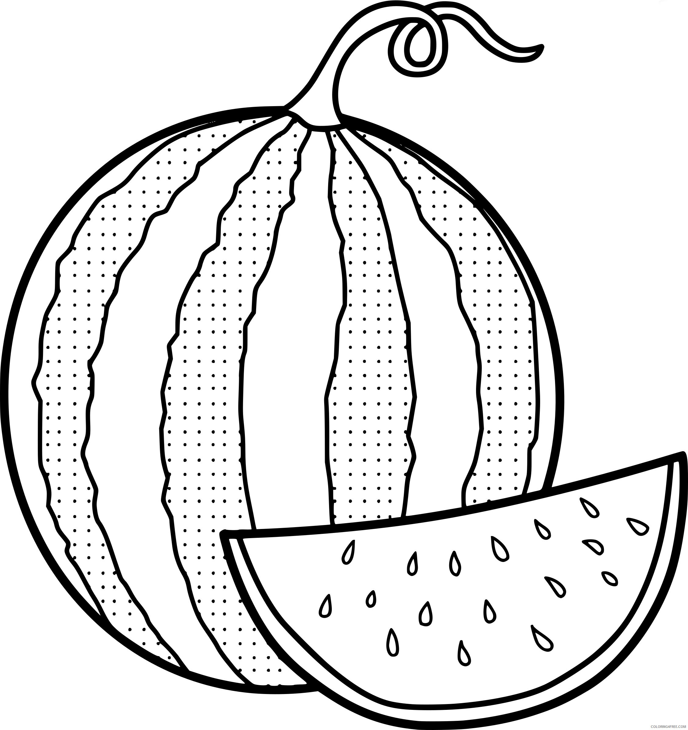 Watermelon Coloring Pages Fruits Food Free Watermelon Printable 2021 435 Coloring4free