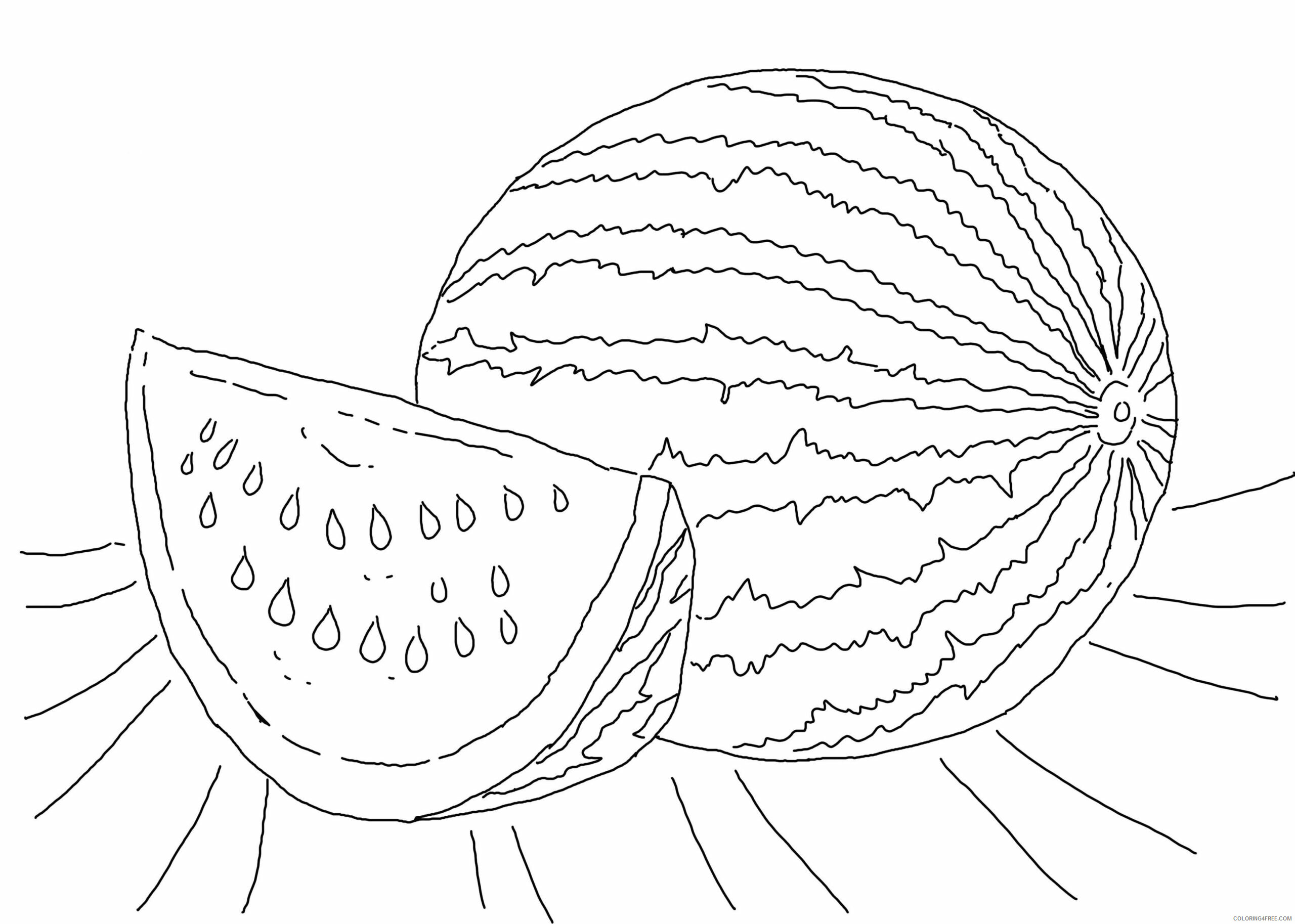 Watermelon Coloring Pages Fruits Food Printable Watermelon Printable 2021 441 Coloring4free