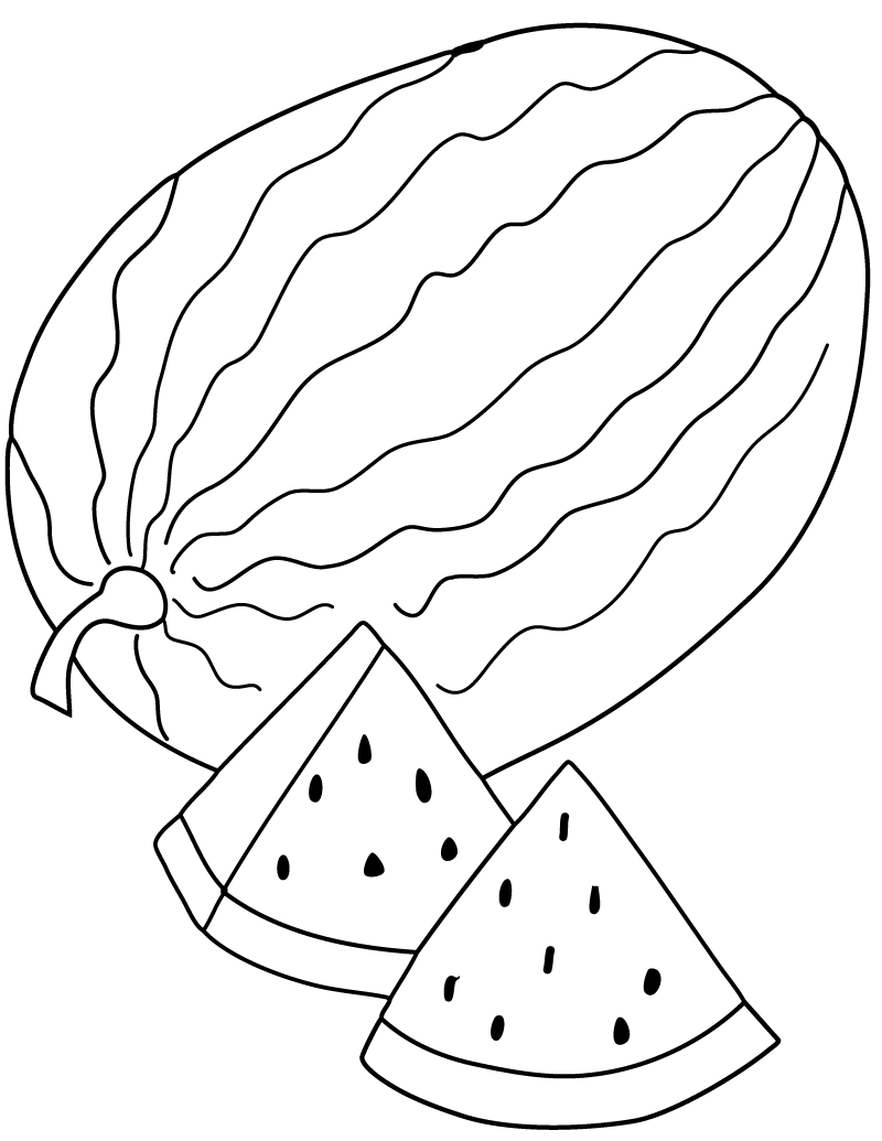 Watermelon Coloring Pages Fruits Food Watermelon Printable 2021 443 Coloring4free