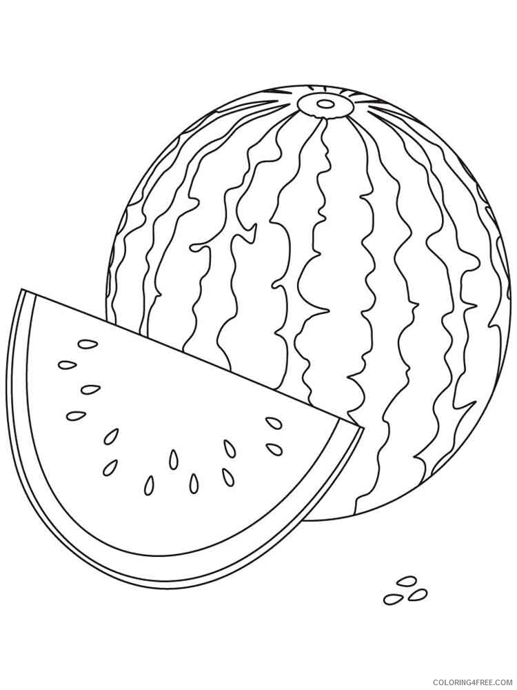 Watermelon Coloring Pages Fruits Food Watermelon fruits 10 Printable 2021 448 Coloring4free